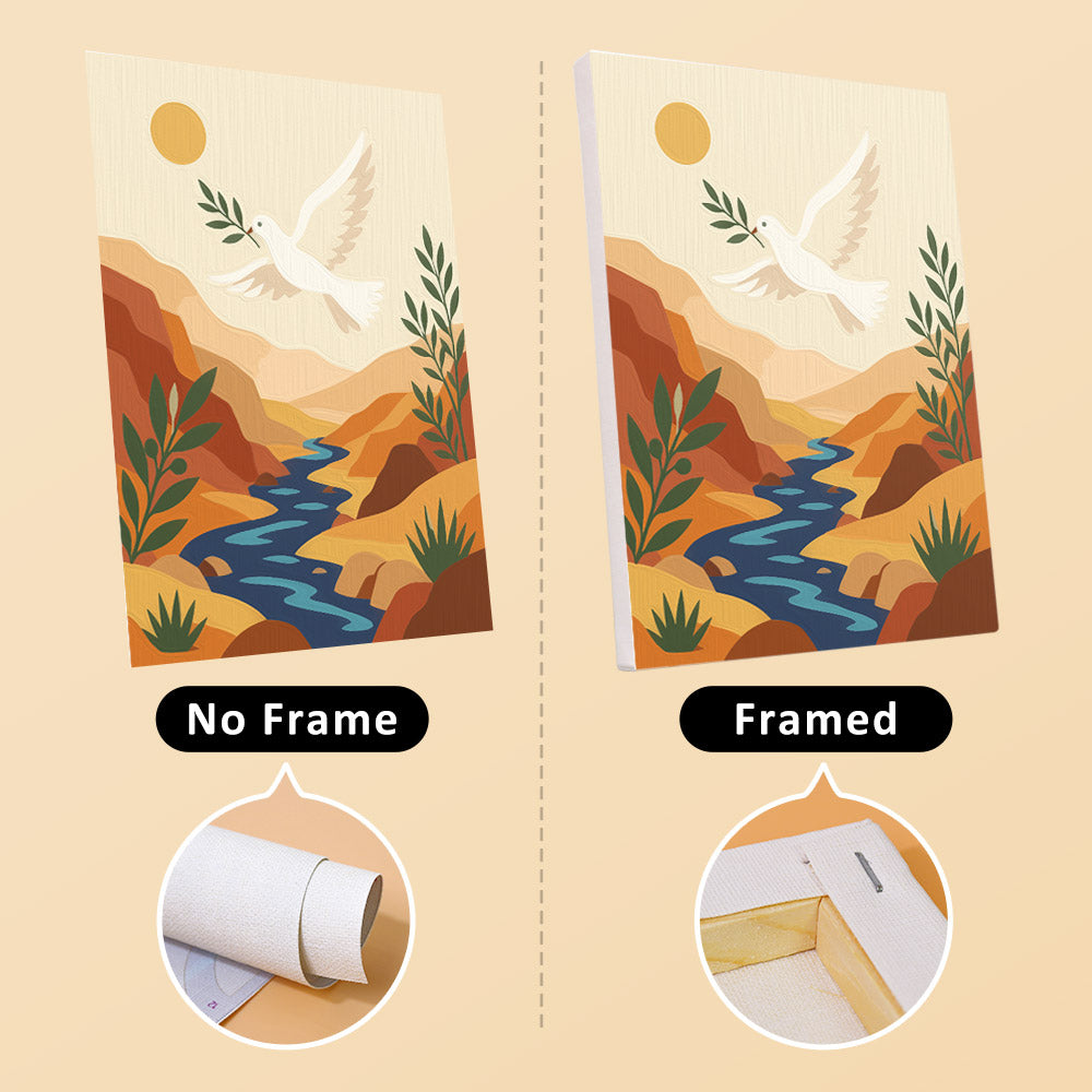 Desert Light mini canvas shown rolled without a frame and pre-stretched on a frame