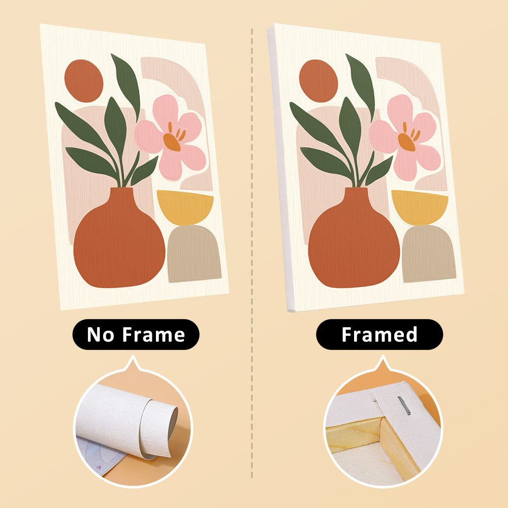 Desert Sun Vases mini canvas shown rolled without a frame and pre-stretched on a frame