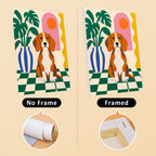 Dogs at Home mini canvas shown rolled without a frame and pre-stretched on a frame