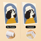 Dogs in Sweaters mini canvas shown rolled without a frame and pre-stretched on a frame