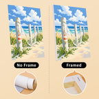 Dune Paths mini canvas shown rolled without a frame and pre-stretched on a frame