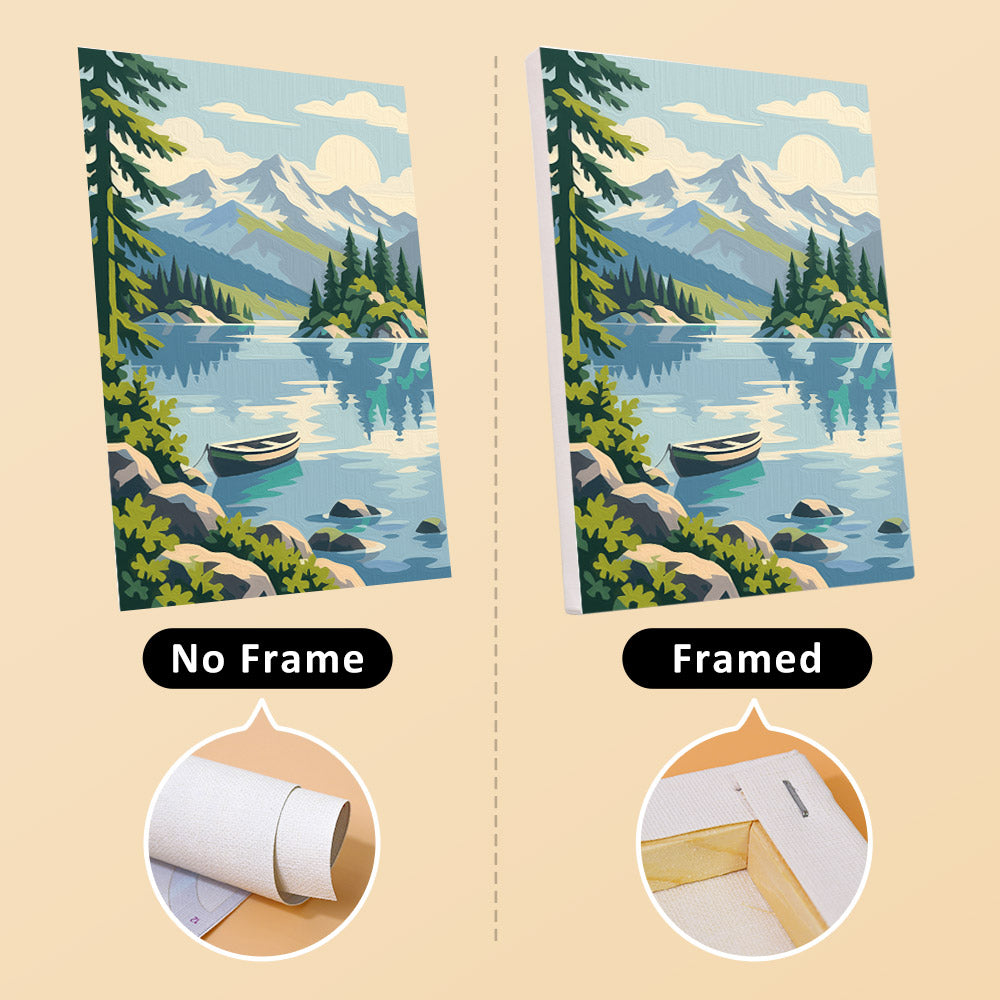 Evergreen Coast mini canvas shown rolled without a frame and pre-stretched on a frame