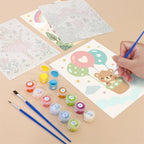Filling in a Fairytale Dreams mini canvas with numbered acrylic paints and a fine brush