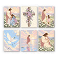Faith & Grace mini paint by numbers set: six pastel Christian designs of Jesus, a floral cross, a dove and a lamb