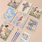 Faith & Grace mini paint by numbers kit with six numbered canvases, acrylic paints, brushes and layout