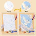 Before and after of a Faith & Grace mini paint by numbers canvas