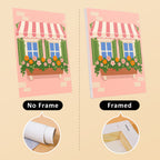 Flower Box Windows mini canvas shown rolled without a frame and pre-stretched on a frame