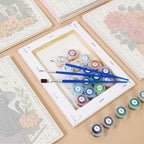 Numbered paint pots and brushes on a pre-stretched Folk Art Halloween mini canvas