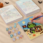 Frog Beach Halloween mini canvas shown rolled without a frame and pre-stretched on a frame