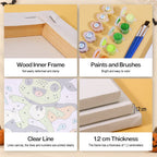 Frog Beach Halloween mini paint by numbers kit with six numbered canvases, acrylic paints, brushes and layout
