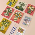 Fruit & Flower Jugs mini paint by numbers kit with six numbered canvases, acrylic paints, brushes and layout