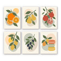Fruit Branches mini paint by numbers set: six botanical designs of oranges, pears, pomegranates, lemons, olives and macarons