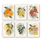 Fruit Branches mini paint by numbers set: six botanical designs of oranges, pears, pomegranates, lemons, olives and macarons