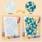 Before and after of a Garden Bouquets mini paint by numbers canvas