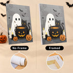 Ghostly Cauldrons mini canvas shown rolled without a frame and pre-stretched on a frame