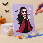 Glam Ghouls mini canvas shown rolled without a frame and pre-stretched on a frame