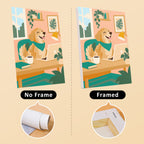 Golden Retriever Days mini canvas shown rolled without a frame and pre-stretched on a frame