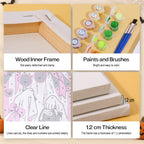 Gothic Glam Girls mini paint by numbers kit with six numbered canvases, acrylic paints, brushes and layout