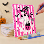 What's included pre-stretched on frame: six framed Gothic Glam Girls mini canvases, paints, three brushes, hangers and layout