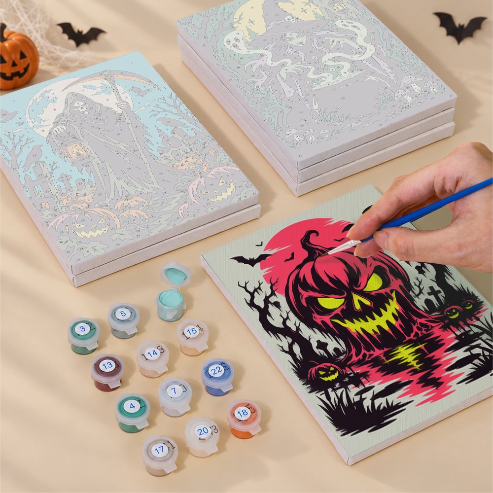 Gothic Nightmare Scenes mini canvas shown rolled without a frame and pre-stretched on a frame