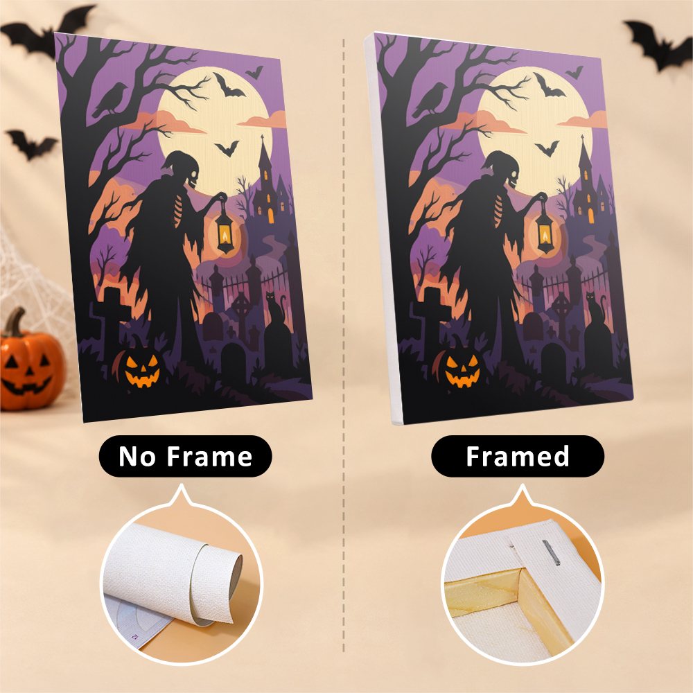 Gothic Twilight Tales mini canvas shown rolled without a frame and pre-stretched on a frame