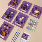 Halloween Banner Friends mini paint by numbers kit with six numbered canvases, acrylic paints, brushes and layout
