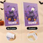 Halloween Banner Friends mini canvas shown rolled without a frame and pre-stretched on a frame