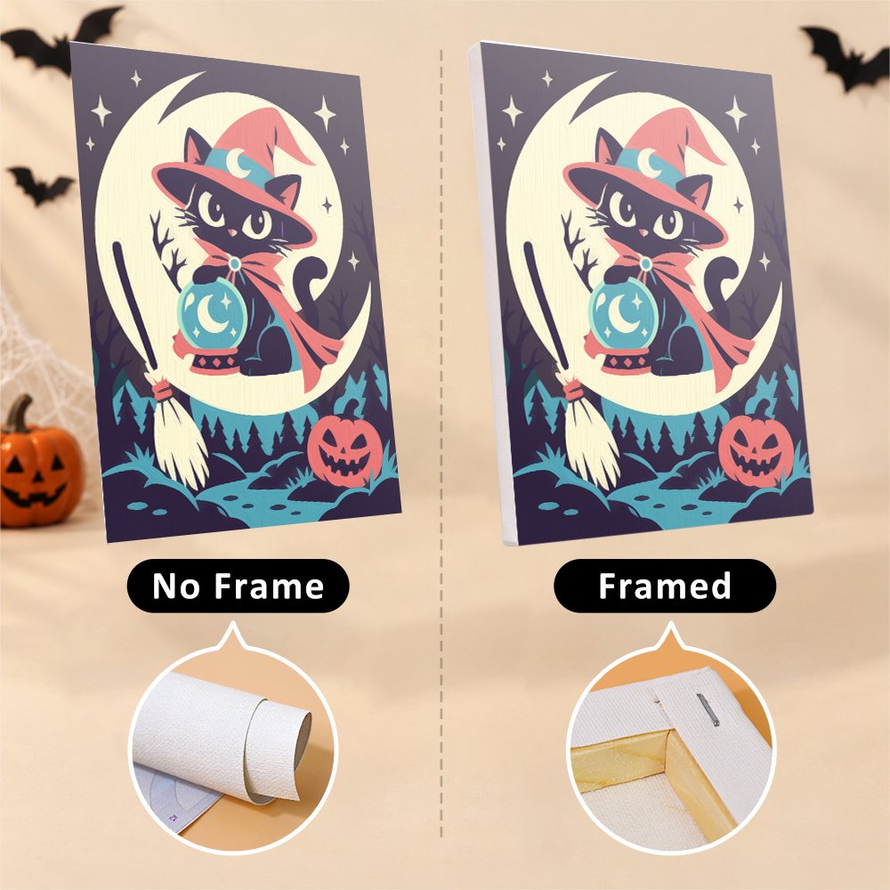 Halloween Costume Carnival mini canvas shown rolled without a frame and pre-stretched on a frame