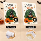 Halloween Greetings mini canvas shown rolled without a frame and pre-stretched on a frame