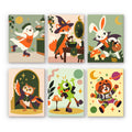 Halloween Hangout Friends mini paint by numbers set: six quirky characters, including a roller-skating ghost, fox witch, vampire bunny, owl, monster and raccoon astronaut