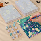 Halloween Night Adventures mini canvas shown rolled without a frame and pre-stretched on a frame