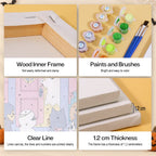 Halloween Night Adventures mini paint by numbers kit with six numbered canvases, acrylic paints, brushes and layout