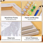 Halloween Woodland Creatures mini paint by numbers kit with six numbered canvases, acrylic paints, brushes and layout