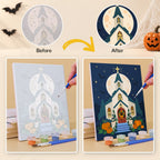 What's included without a frame: six rolled Harvest Blessings mini canvases, acrylic paints, three brushes and layout
