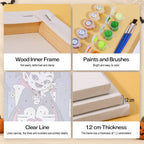 Haunted Bathroom Break mini paint by numbers kit with six numbered canvases, acrylic paints, brushes and layout