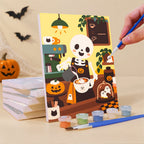 What's included pre-stretched on frame: six framed Haunted Cafe Crew mini canvases, paints, three brushes, hangers and layout