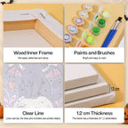 Haunted Harvest Nights mini paint by numbers kit with six numbered canvases, acrylic paints, brushes and layout