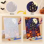 What's included without a frame: six rolled Haunted Harvest Nights mini canvases, acrylic paints, three brushes and layout