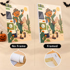 Haunted World Travelers mini canvas shown rolled without a frame and pre-stretched on a frame