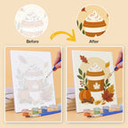 Before and after of a Hello Autumn mini paint by numbers canvas