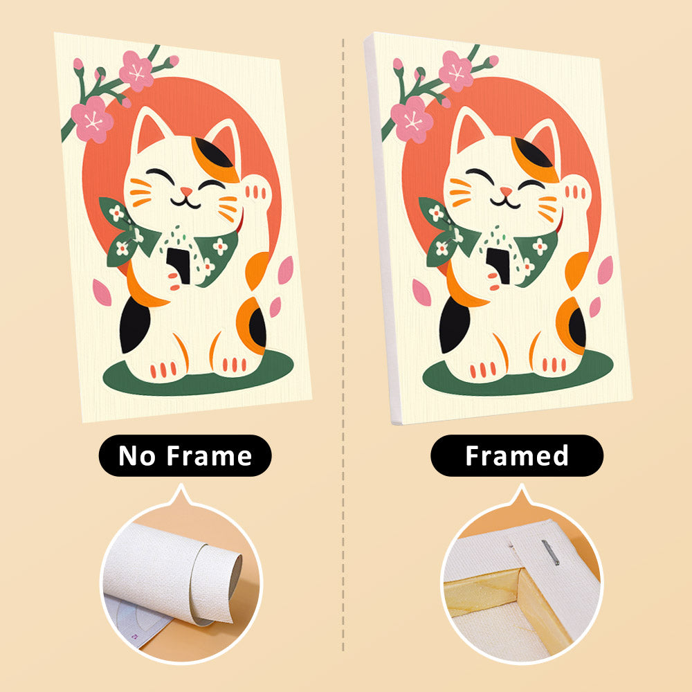 Japanese Delights mini canvas shown rolled without a frame and pre-stretched on a frame