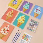 Jeweled Cones mini paint by numbers kit with six numbered canvases, acrylic paints, brushes and layout