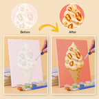 Before and after of a Jeweled Cones mini paint by numbers canvas