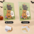 Kawaii Halloween mini canvas shown rolled without a frame and pre-stretched on a frame