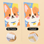 Kawaii Pals mini canvas shown rolled without a frame and pre-stretched on a frame