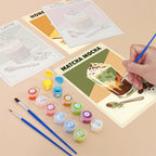 Filling in a Latte Menu mini canvas with numbered acrylic paints and a fine brush