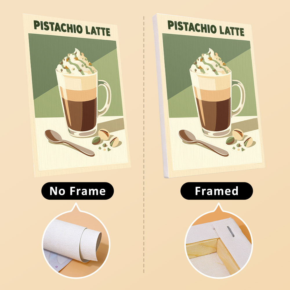 Latte Menu mini canvas shown rolled without a frame and pre-stretched on a frame