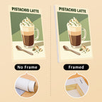 Latte Menu mini canvas shown rolled without a frame and pre-stretched on a frame