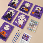 Lavender Hauntings mini paint by numbers kit with six numbered canvases, acrylic paints, brushes and layout