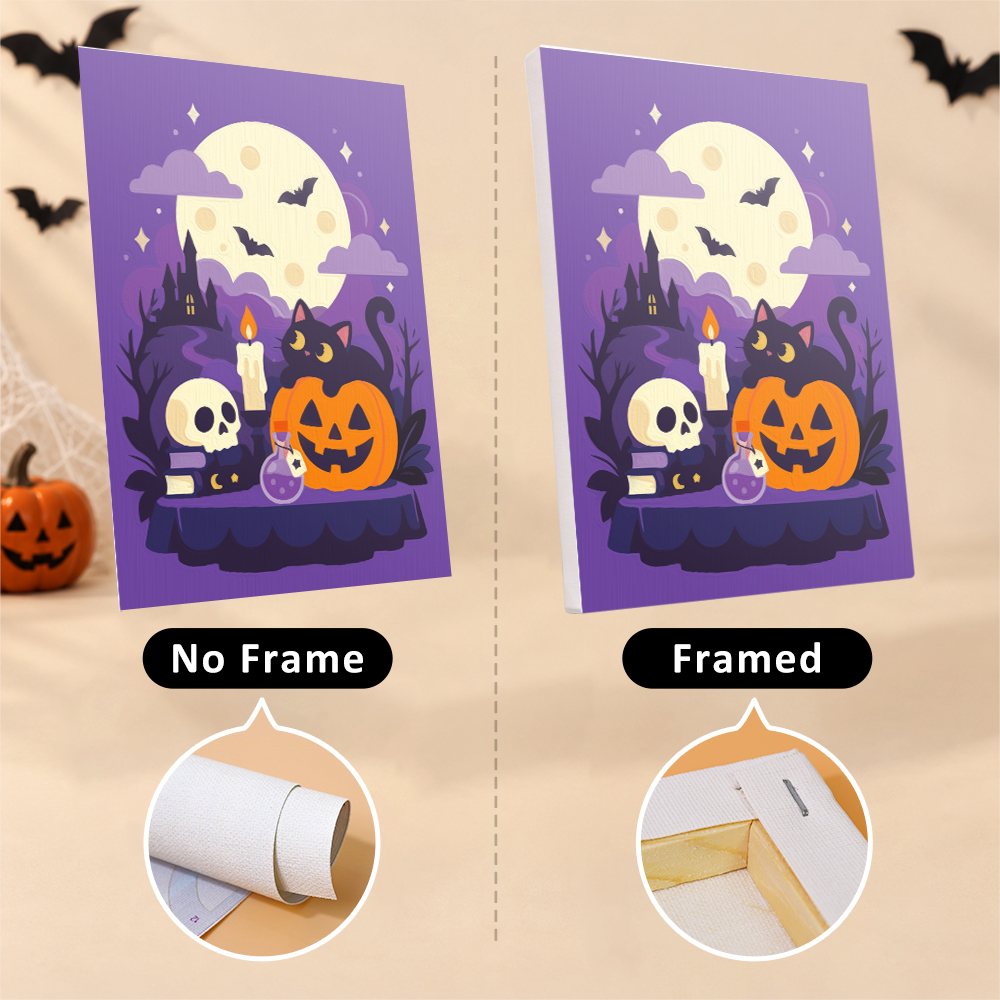 Lavender Hauntings mini canvas shown rolled without a frame and pre-stretched on a frame